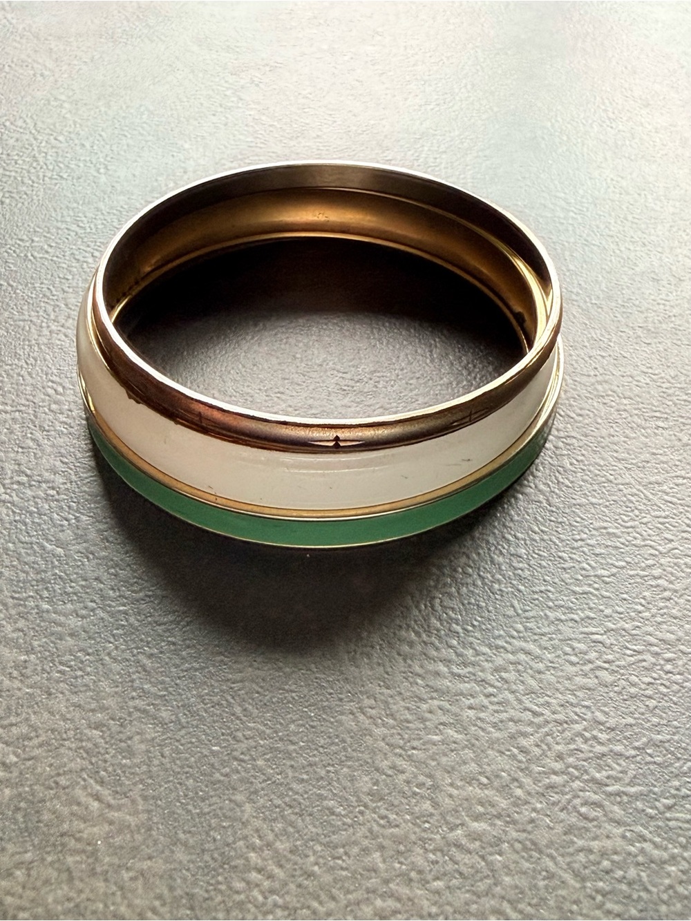 Set of Three Vintage Bangle Bracelets White and Mint Green Enamel Retro Star